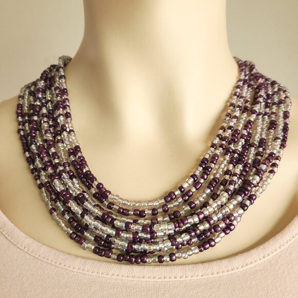 multi-strand beaded choker necklace - Picture 2 of 4